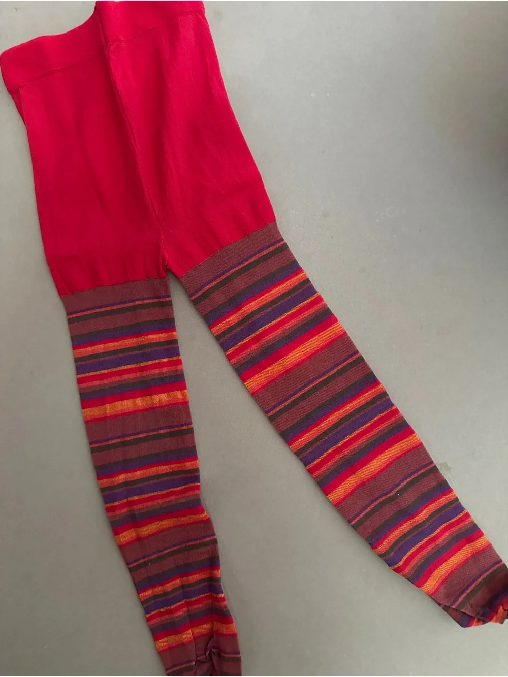 NEW Vintage Striped Red Multicolor Tights Kids 70s style Colorful READ DESCRIP